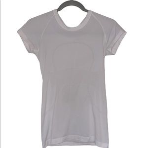 White lulu lemon swiftlets tech shirt